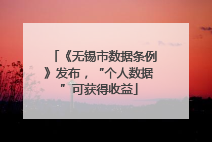 《无锡市数据条例》发布，“个人数据”可获得收益