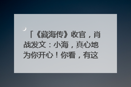 《藏海传》收官，肖战发文：小海，真心地为你开心！你看，有这么多人懂你！