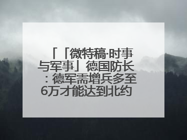 「微特稿·时事与军事」德国防长：德军需增兵多至6万才能达到北约新要求