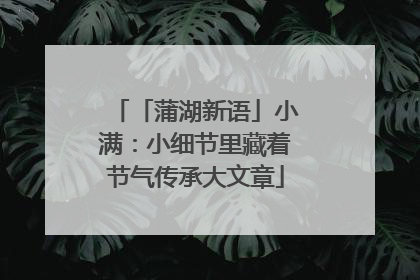 「蒲湖新语」小满：小细节里藏着节气传承大文章