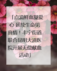 点滴鲜血凝爱心 延续生命见真情！丰宁街道联合昆明大滇医院开展无偿献血活动