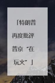 特朗普再度批评普京“在玩火”