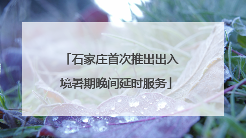 石家庄首次推出出入境暑期晚间延时服务