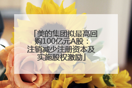 美的集团拟最高回购100亿元A股：注销减少注册资本及实施股权激励