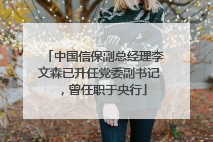 中国信保副总经理李文森已升任党委副书记，曾任职于央行