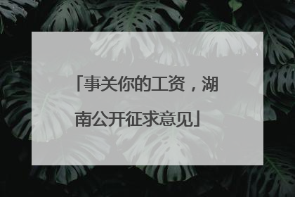 事关你的工资，湖南公开征求意见