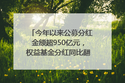 今年以来公募分红金额超950亿元，权益基金分红同比翻倍｜招财猫