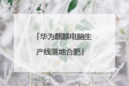 华为麒麟电脑生产线落地合肥