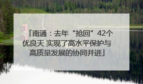 南通：去年“抢回”42个优良天 实现了高水平保护与高质量发展的协同并进