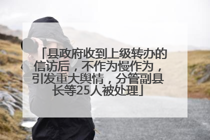 县政府收到上级转办的信访后，不作为慢作为，引发重大舆情，分管副县长等25人被处理