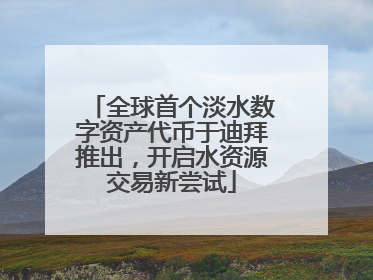 全球首个淡水数字资产代币于迪拜推出，开启水资源交易新尝试