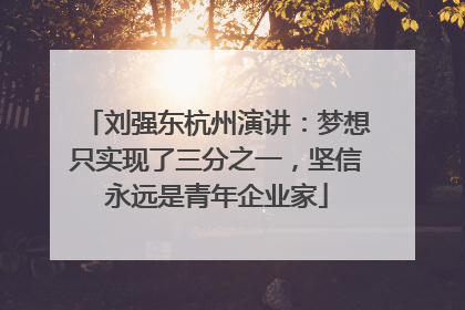 刘强东杭州演讲：梦想只实现了三分之一，坚信永远是青年企业家