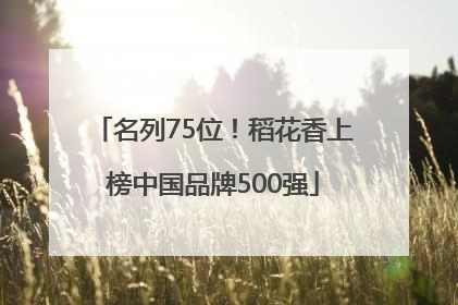 名列75位！稻花香上榜中国品牌500强