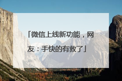 微信上线新功能，网友：手快的有救了