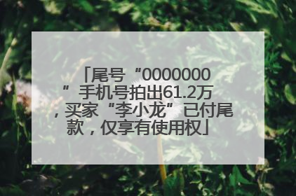 尾号“0000000”手机号拍出61.2万，买家“李小龙”已付尾款，仅享有使用权