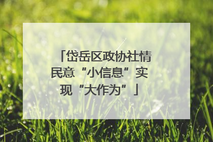 岱岳区政协社情民意“小信息”实现“大作为”