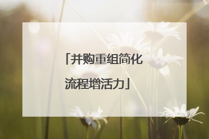 并购重组简化流程增活力