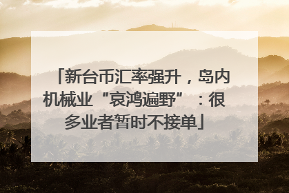 新台币汇率强升，岛内机械业“哀鸿遍野”：很多业者暂时不接单