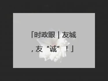 时政眼｜友城，友“诚”！