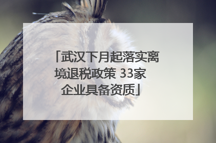 武汉下月起落实离境退税政策 33家企业具备资质