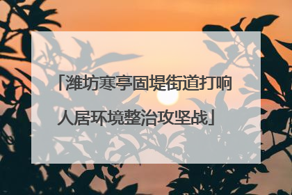 潍坊寒亭固堤街道打响人居环境整治攻坚战