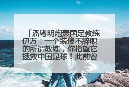 潘粤明炮轰国足教练伊万：一个装傻不辞职的所谓教练，你指望它拯救中国足球！此前曾多次发文评价国足