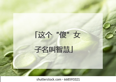 这个“傻”女子名叫智慧