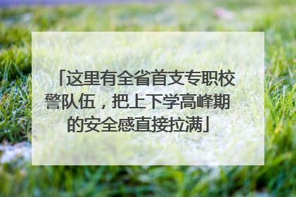 这里有全省首支专职校警队伍，把上下学高峰期的安全感直接拉满