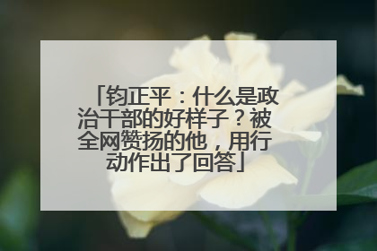 钧正平：什么是政治干部的好样子？被全网赞扬的他，用行动作出了回答