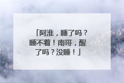 阿淮，睡了吗？睡不着！南哥，醒了吗？没睡！