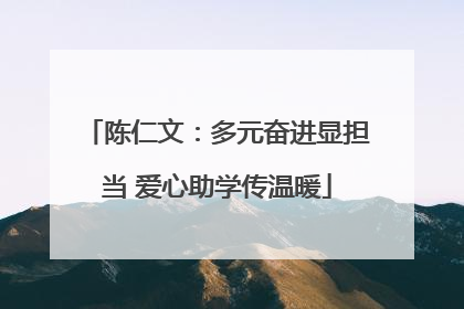 陈仁文：多元奋进显担当 爱心助学传温暖