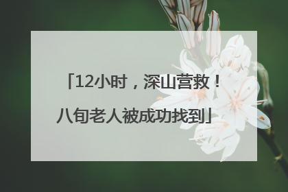 12小时，深山营救！八旬老人被成功找到