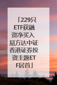 229只ETF获融资净买入 易方达中证香港证券投资主题ETF居首